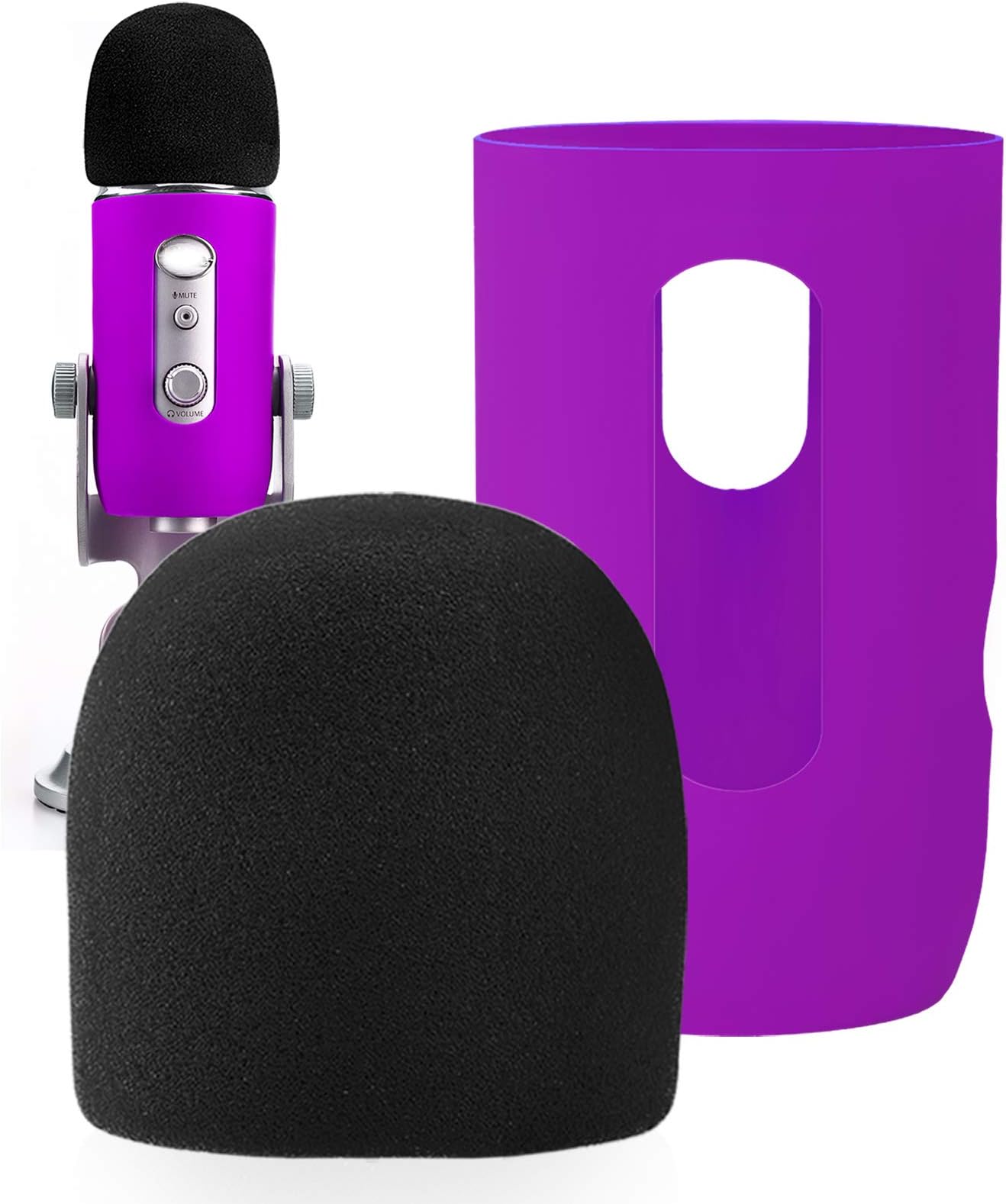 YOUSHARES Microphone Windscreen Foamโ Mic Cover Pop Filter Windshield &Protector for Blue Yeti, Yeti Pro Condenser Microphones (Purple)