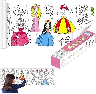 Children'S Drawing Roll,Drawing Paper Roll Kit,118×11.8 In Children'S Coloring Paper Roll,Sticky Watercolor Wall Sticker Diy Color Filling Paper For Early Educational（Princess）