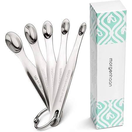Morgenhaan 5-Piece Mini Measuring Spoons Set, Stainless Steel Metal