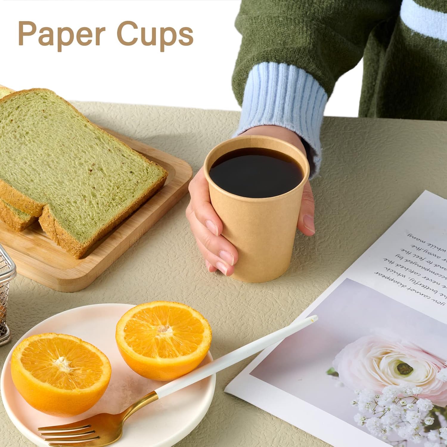 LITOPAK 300 Pack Disposable Coffee Cups 8 oz Paper Cups for Water, Coffee, Juice, and Tea, 8 Ounce Hot Paper Cups for Home, Restaurant, Store, and Cafe - Image 6