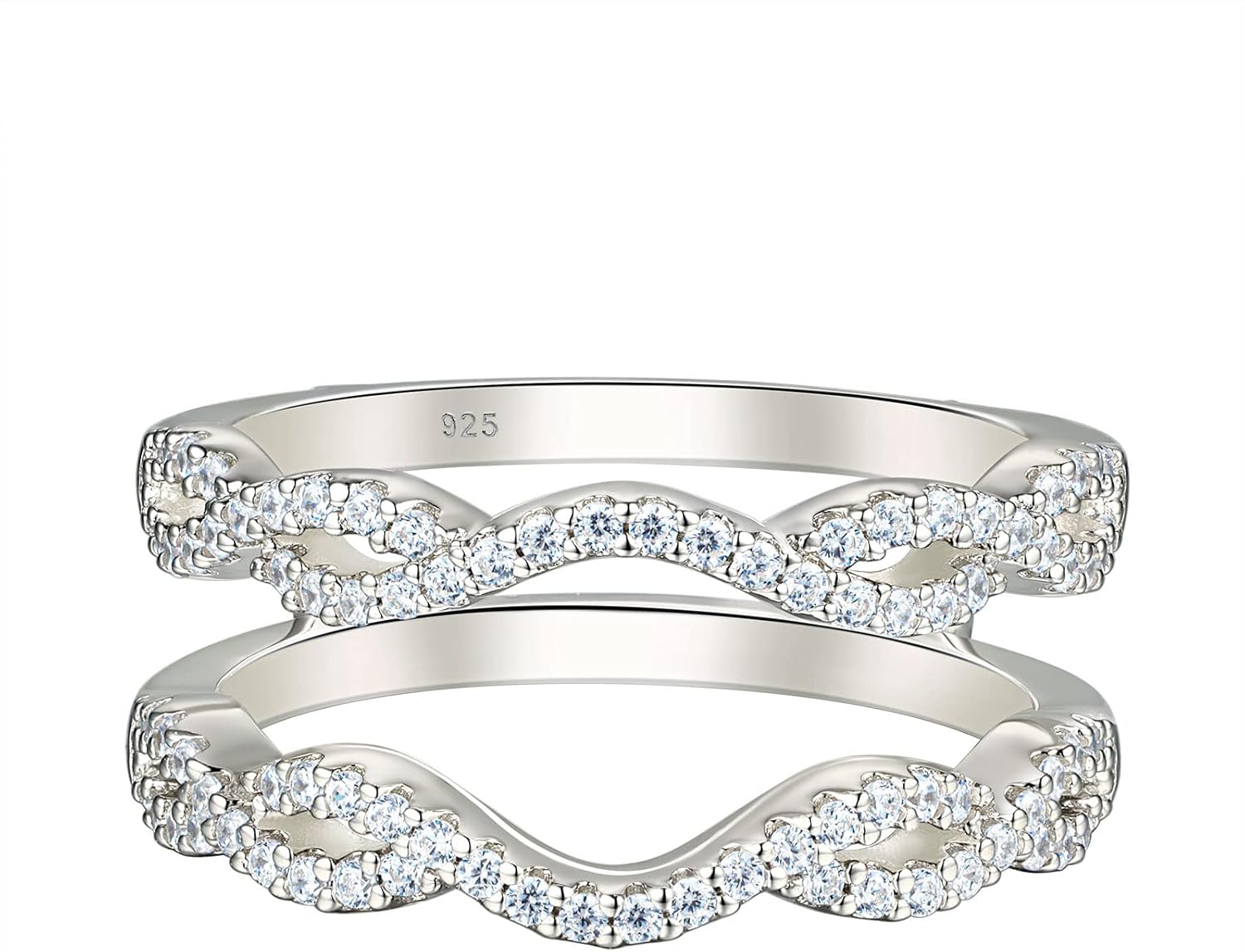 Wuziwen Women 925 Sterling Silver Twisting Infinity Guard Enhancer for Engagement Rings Wedding Band CZ : Clothing, Shoes & Jewelry