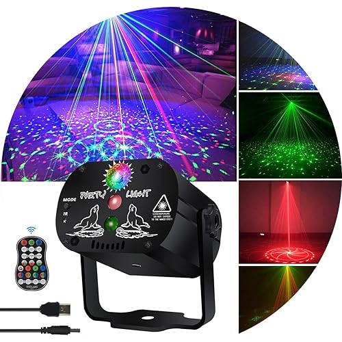Disco Stage Lights DJ Lights for Parties Sound Activated for Xmas Bar Halloween Decorations Karaoke Pub KTV Dance Gift Birthday Wedding (USB Power)