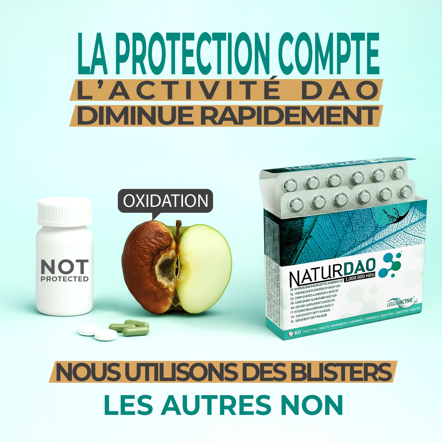 Enzyme DAO 3.000.000 HDU par jour - 1.000.000 HDU par comprimé - 100% DAO végan - 60 comprimés