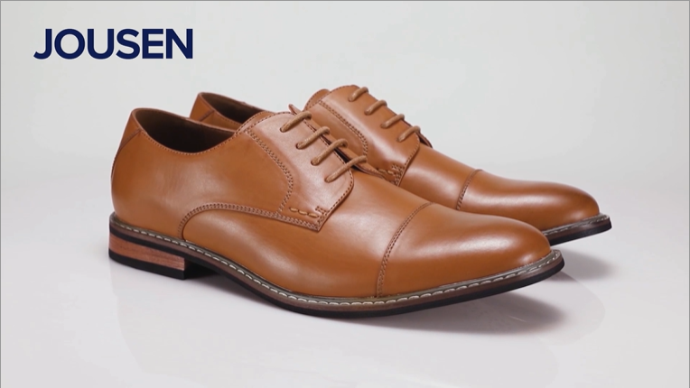 Jousen Men\'s Brown615 Leather Lace Up Lightweight Comfortable Oxfords Shoes Amazon.com | Jousen Men main image 3