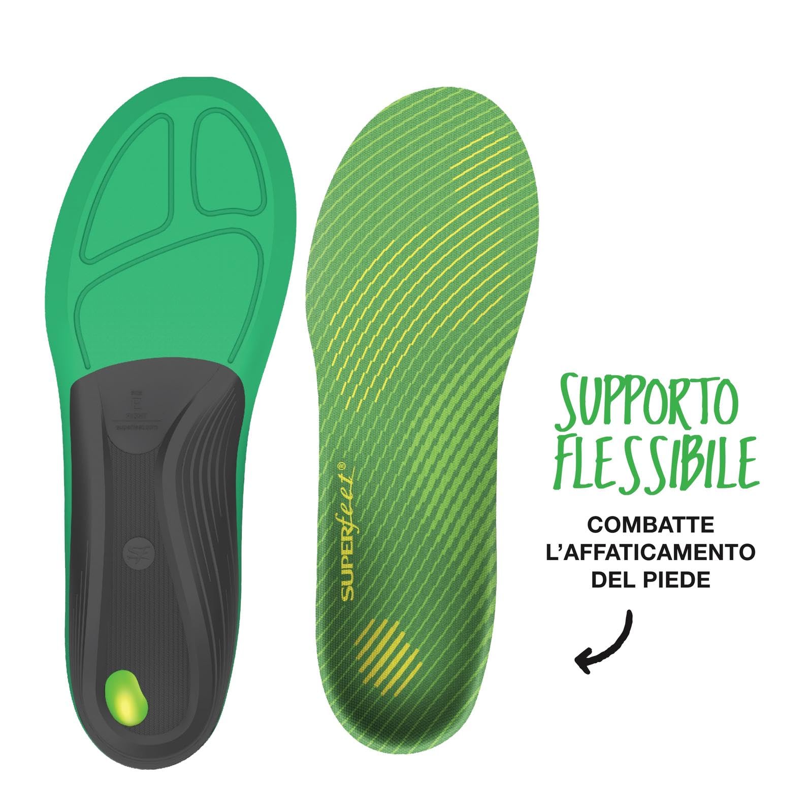 Superfeet Active Support Solette per Arco Alto, EU 39-41 | Supporto di precisione per arco alto con calotta EVOLyte e schiuma Aerospring Rebound, coppa del tallone e ammortizzazione