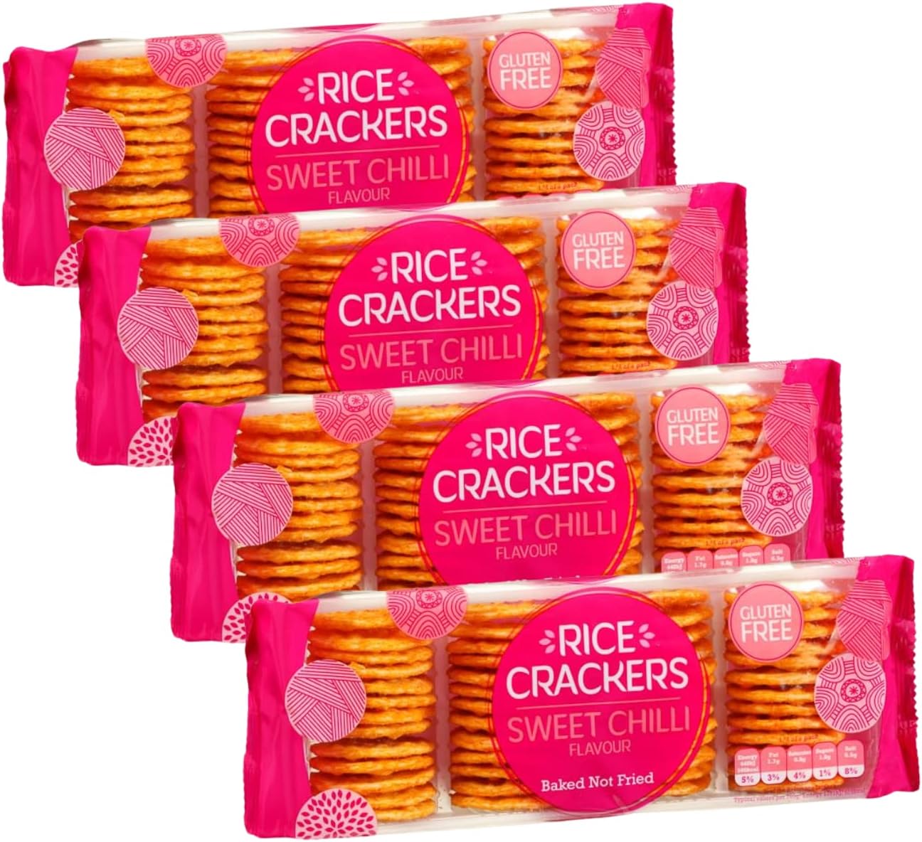 Sweet Chilli Rice Crackers Flavour 100g x 4 Gluten Free Snacks