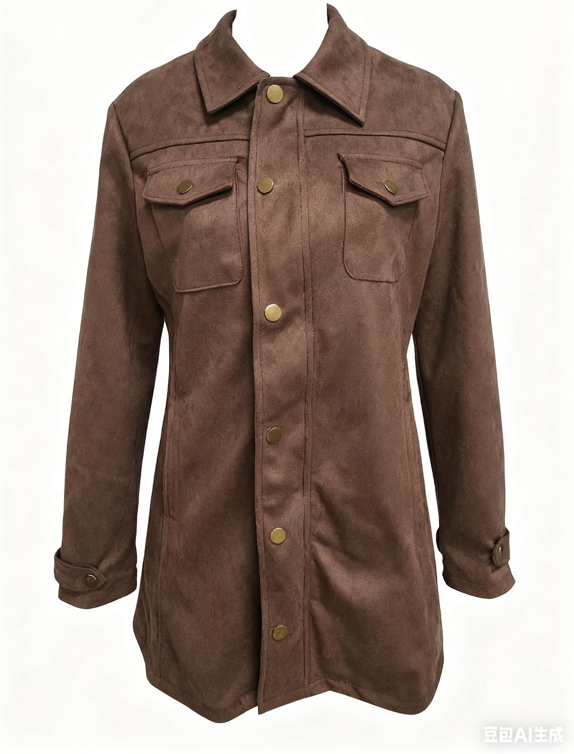 Womens Faux Suede Leather Coat Casual Jackets Long Suede Trench Coat Fall Jacket Western Outerwear with Zipper