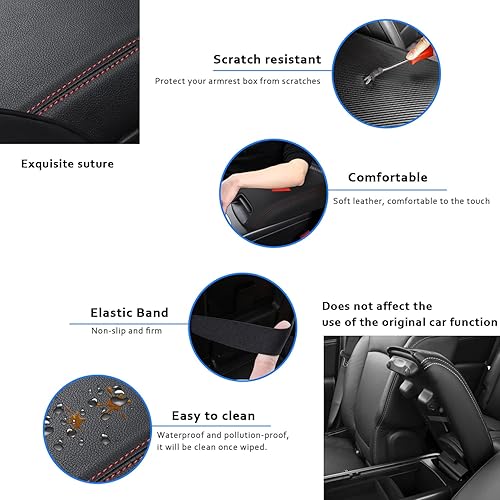 Miniatura 4 de Funda para reposabrazos de consola central de automóvil para Dodge Journey 2011 2012 2013 2014 2015 2016 2017 2018 2019 2020 cuero antiarañazos