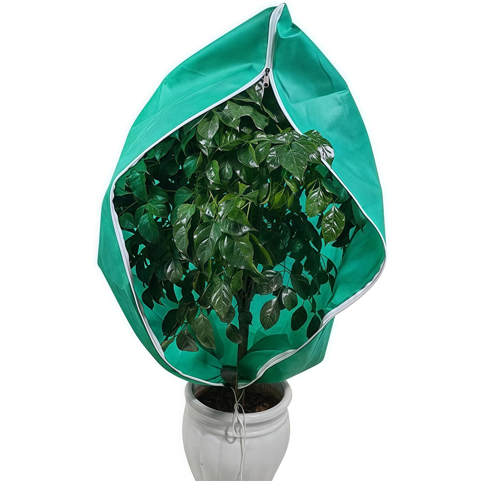 Paquete de 4 fundas protectoras para plantas de invierno, con cremallera y cordón para árboles, plantas y arbustos, ideal para protección contra heladas y clima frío