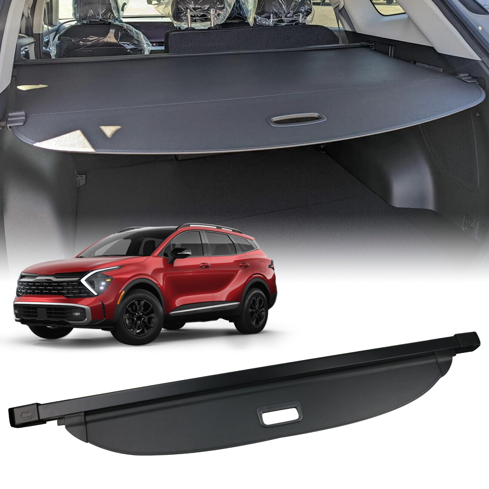 for 2021-2026 Kia Sportage Cargo Cover - Tesmirror Rear Cargo Cover Privacy Retractable Rear Storage Cargo Cover Security Shield Shade for 2021 2022 2023 2024 2025 2026 kia sportage Accessories