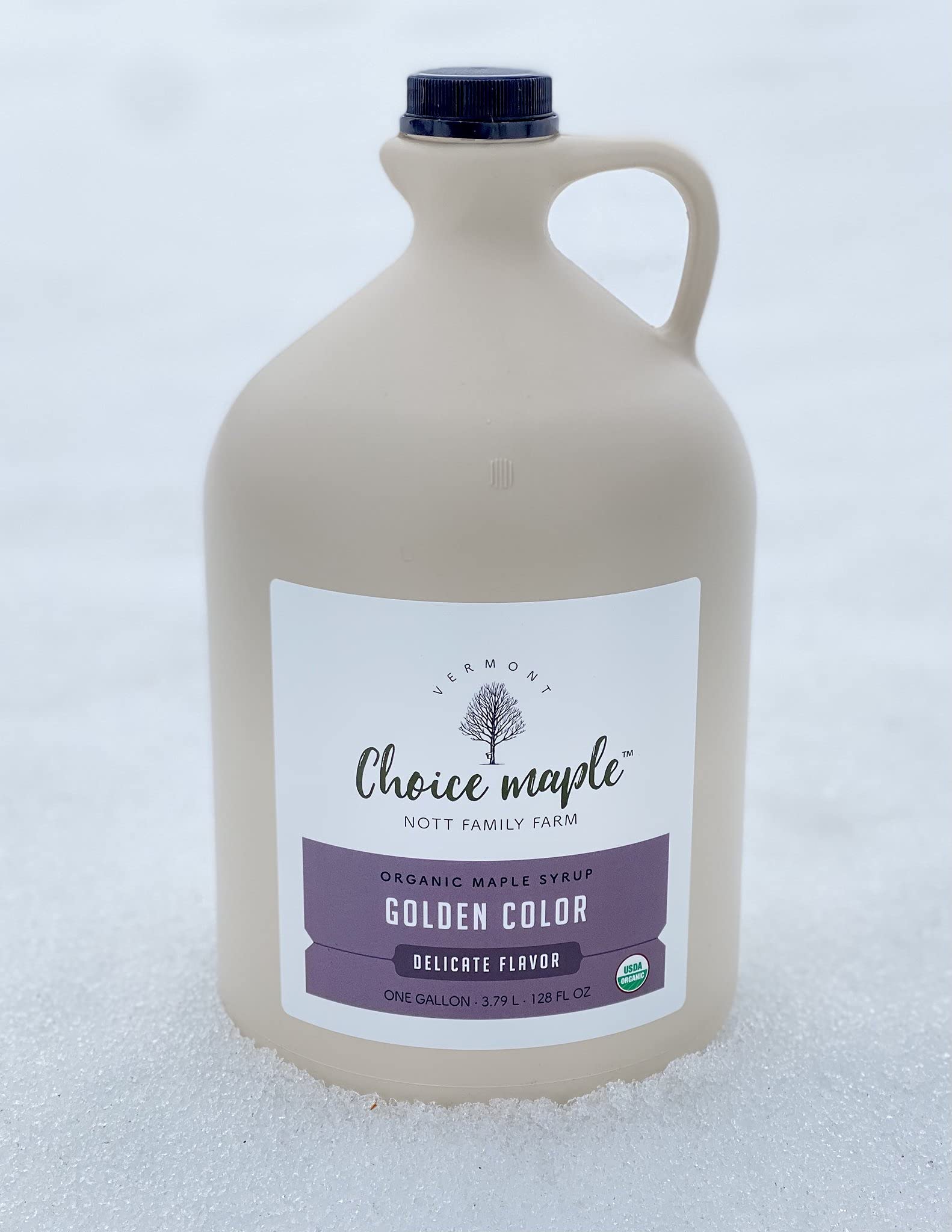 Choice Maple• Organic & Kosher Vermont Maple Syrup • Golden Color with Delicate Taste • One Gallon