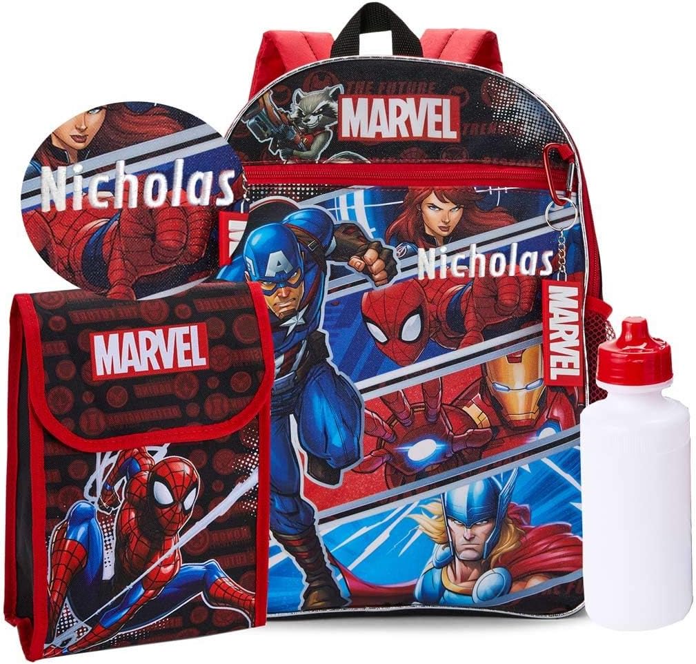 Personalized Marvel Avengers 5-Piece Kids Backpack Set