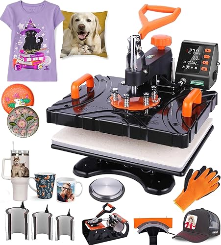 Máquina de prensa de calor de 12 x 15 pulgadas, 8 en 1, máquina de sublimación de transferencia de calor, máquina industrial de prensado de