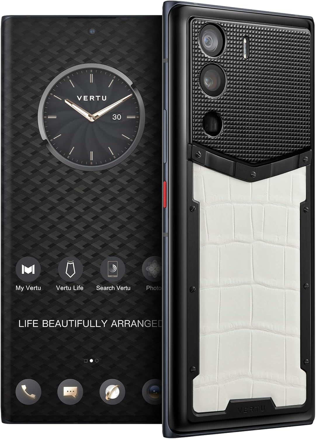 METAVERTU Alligator Skin Web3 5G Phone, Unlocked Android Smartphone, Secure Encrypted, Double Systems, 64MP Camera, 144Hz AMOLED Curved Display, Dual SIM, Fast Charge (Creamy White, 18G+1T)