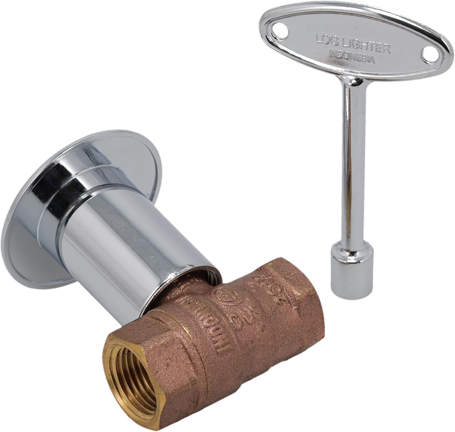 Supplying Demand BVL-2SK-CP Fireplace Fire Pit | 1/2" IPS Straight Log Lighter Ball Valve with Chrome Plated Cover and Key