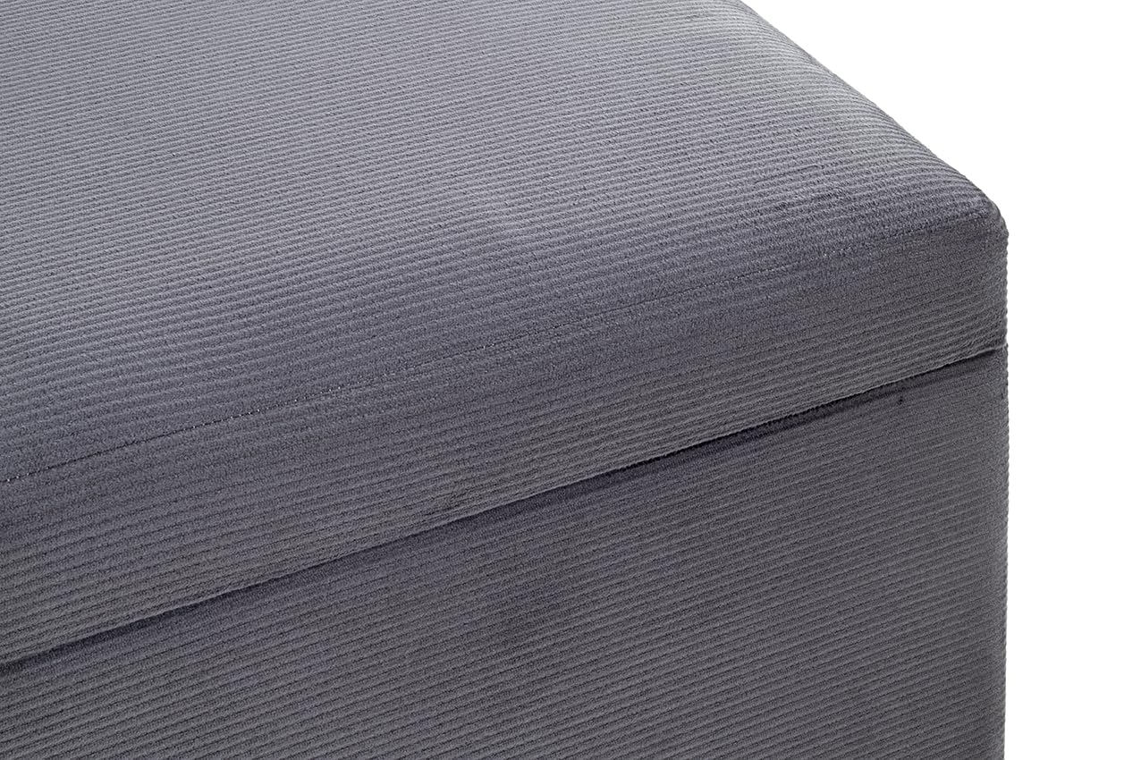 HAKU Sitztruhe grau, MDF, Textilgewebe Cord - Maße: B 58 cm x H 42 cm x T 39 cm, Style: Modern