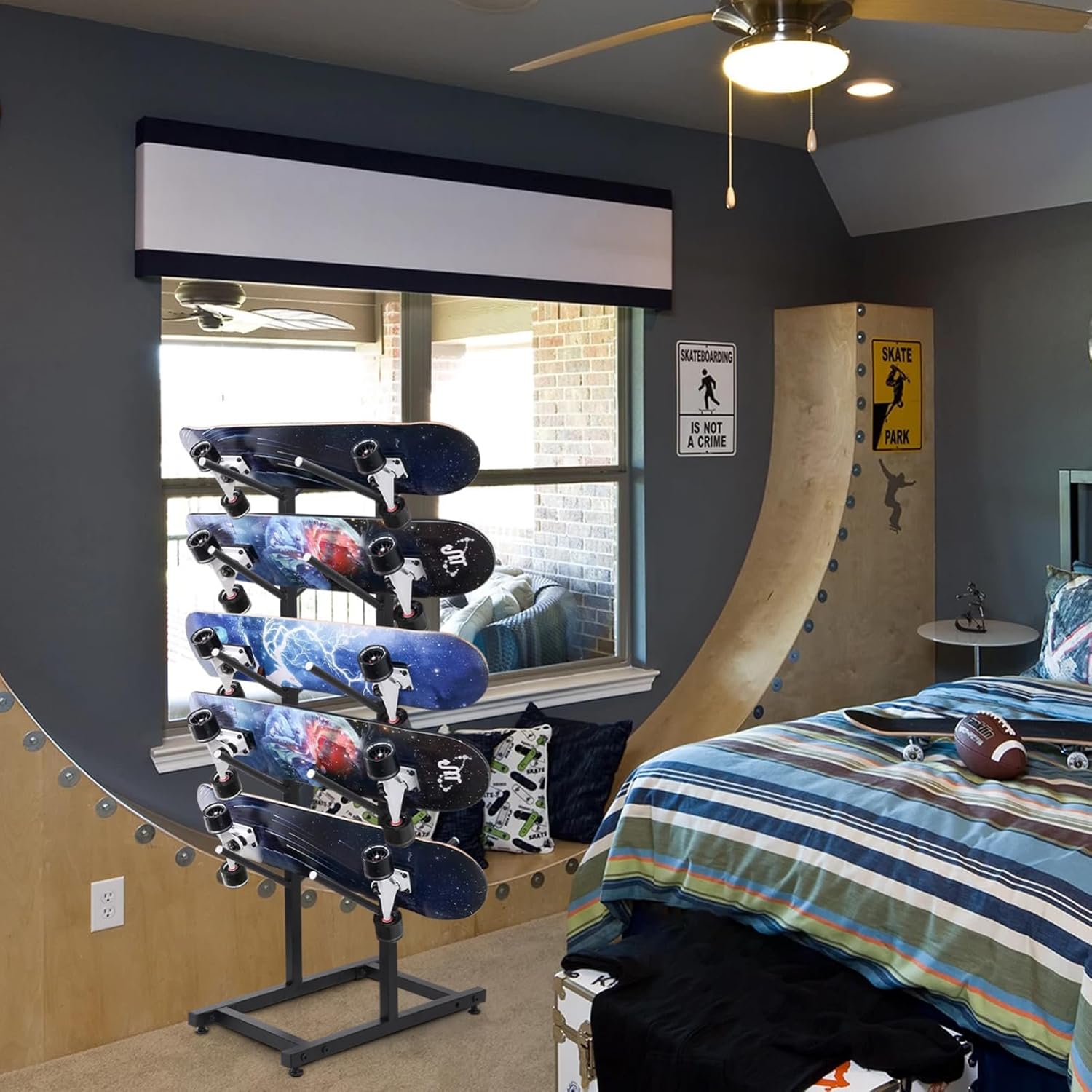 Snowboard Rack | Metal Floor Display Stand,5-Tiers Home Gym Storage Holder, Garage Floor Organize for Skis, Scooter