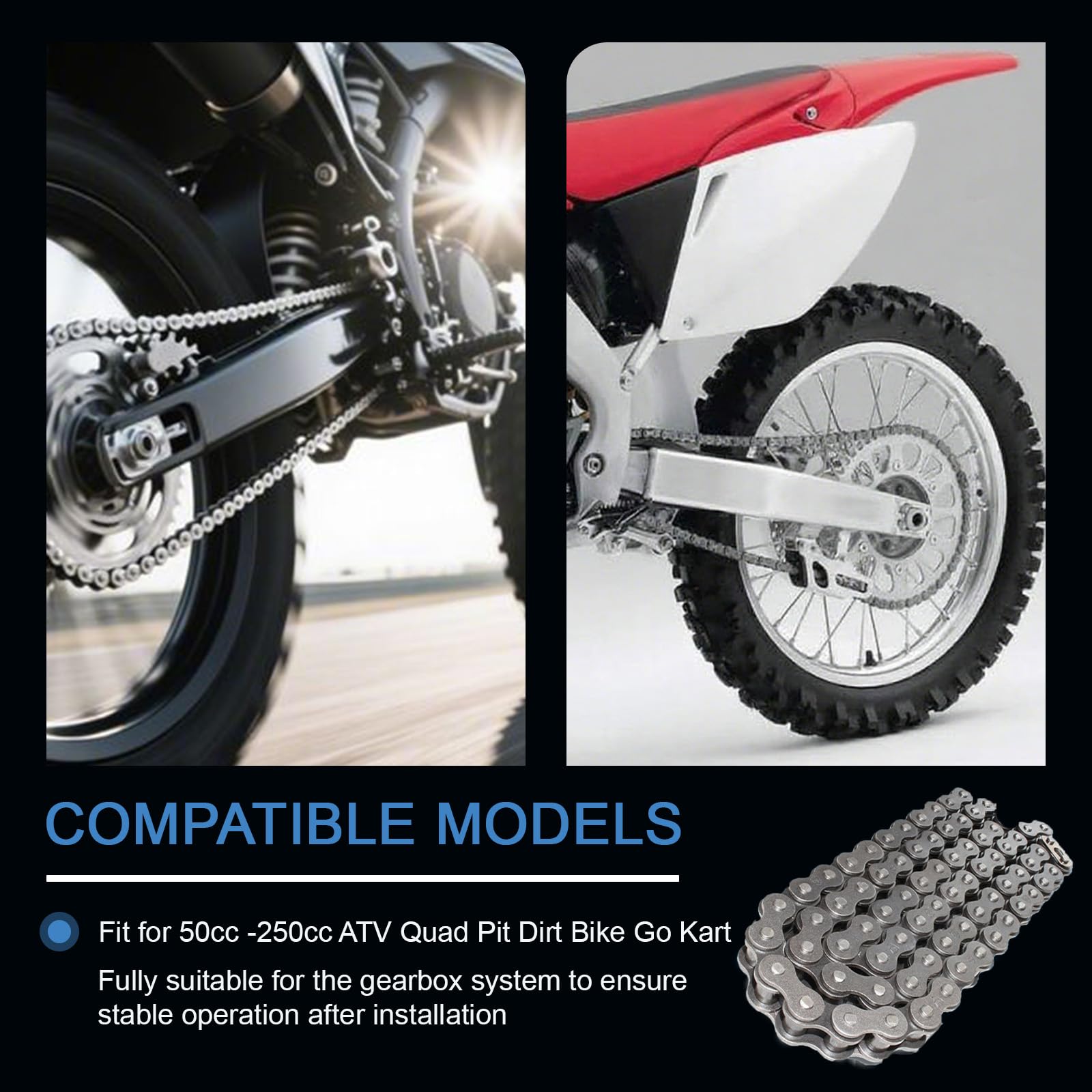Catena moto 108 maglie moto 428 catena adatta per 50 cc – 250 cc Atv Quad Pit Dirt Bike Go Kart