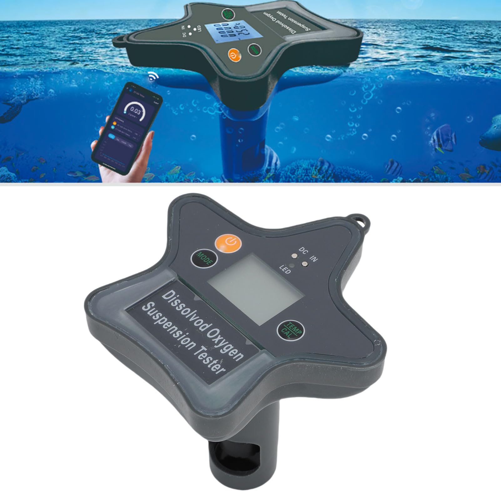 Rengue PH-Wasserqualitäts-/Temperatur- und Feuchtigkeitsmessgerät, Tester, Wasserdicht, Multi-Parameter-Wasserqualitätsmessgerät für Aquarium, Hydrokultur, Labor, Verwendung von IOS und,