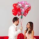 Rozi Decoration Rose Bouquet Shape Foil Balloon for Birthday Decoration, Flower Theme Balloon for Anniversary, Romantic Celebration, Surprise Decor and Special Occasion Setup 1 Pcs gallery image