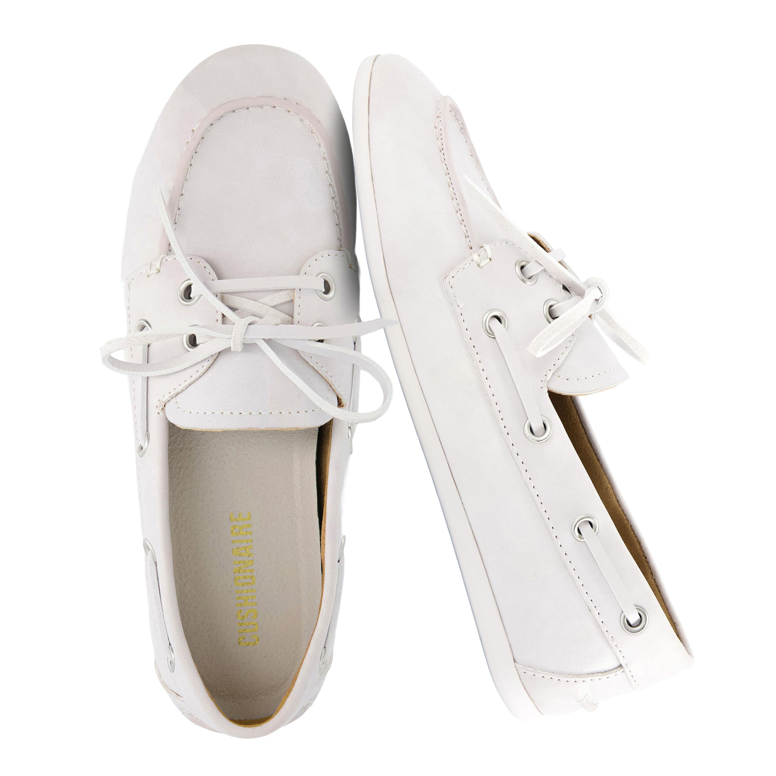 CUSHIONAIRE Anchor Lightweight Boat Shoes for Women | Slip-On Moccasin Loafers with Nautical Design | Wide Widths Available