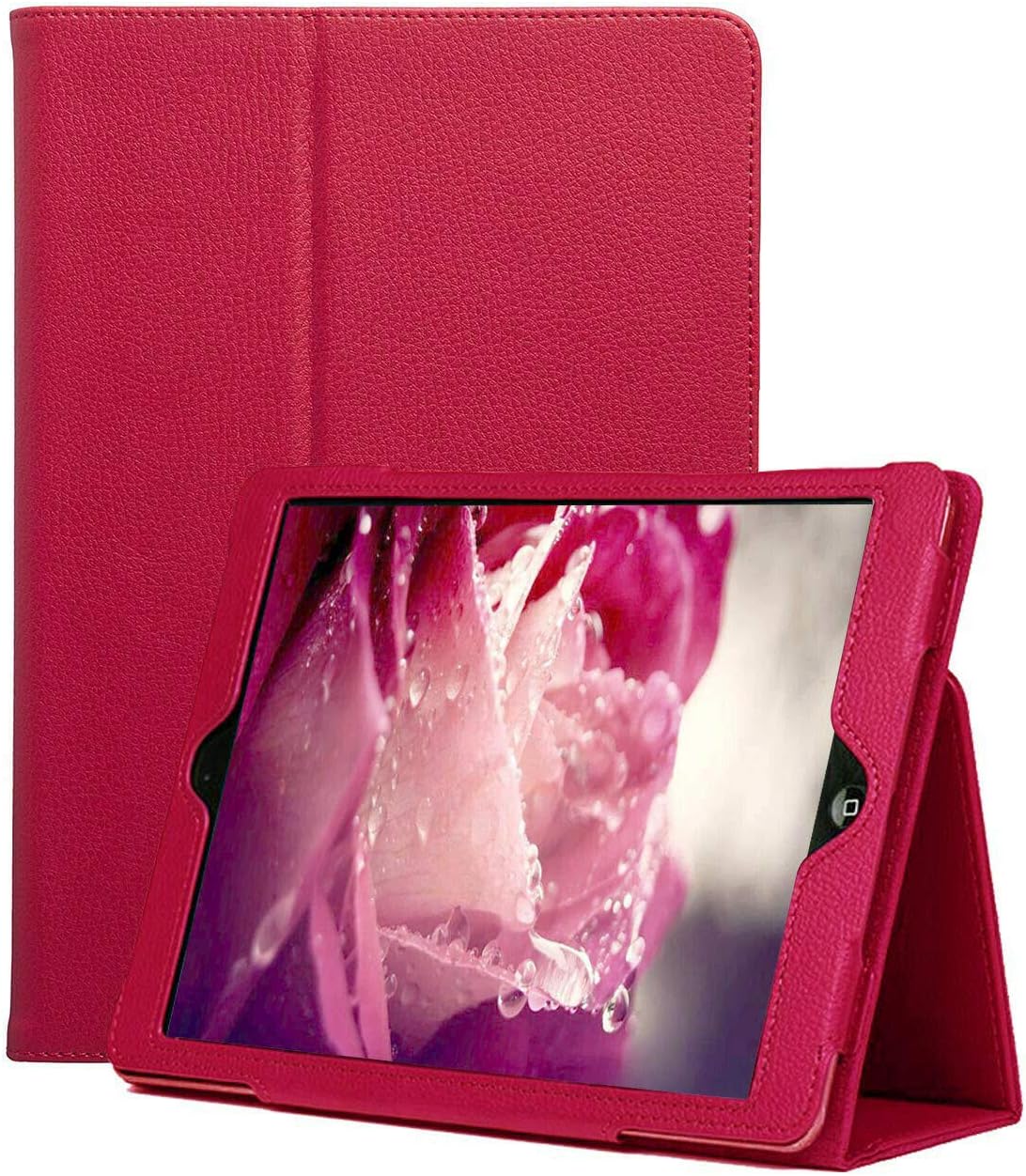 Leather Stand Case for iPad Air 3 Pro 10.5 10.2 7/8/9 Folio Generation 19/20/21 (Pink)