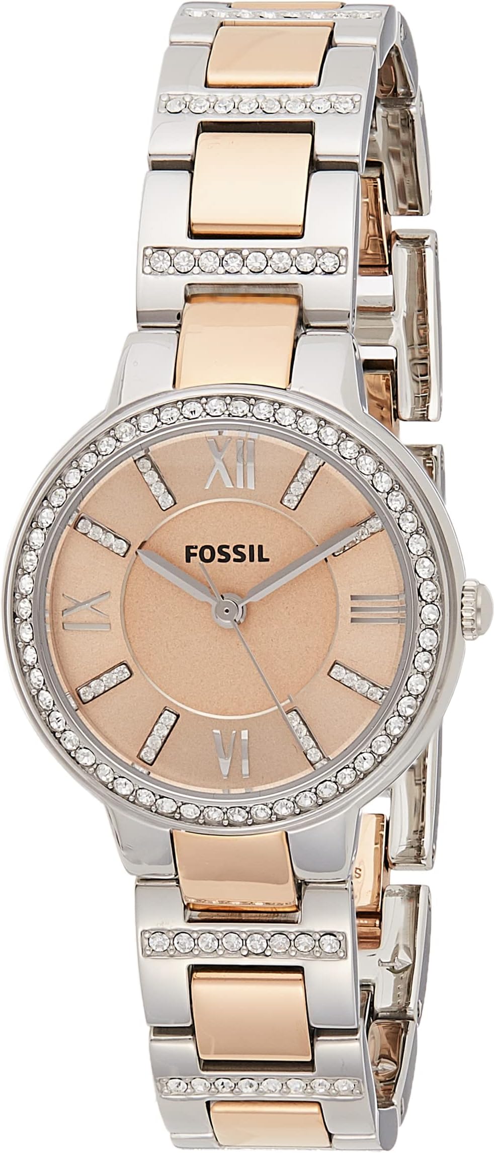 Fossil Virginia Women's Watch with Crystal Accents and Self-Adjustable Stainless Steel Bracelet Band