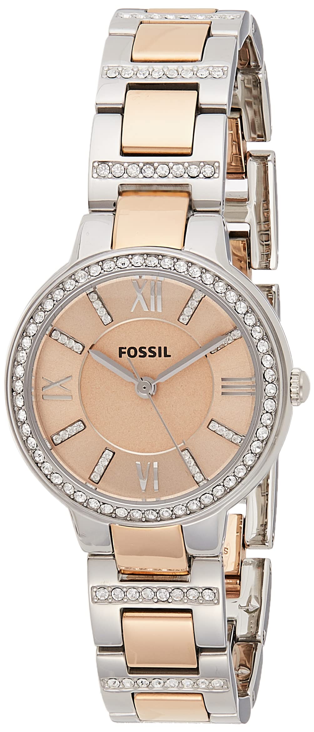 Fossil Virginia Women's Watch with Crystal Accents and Self-Adjustable Stainless Steel Bracelet Band