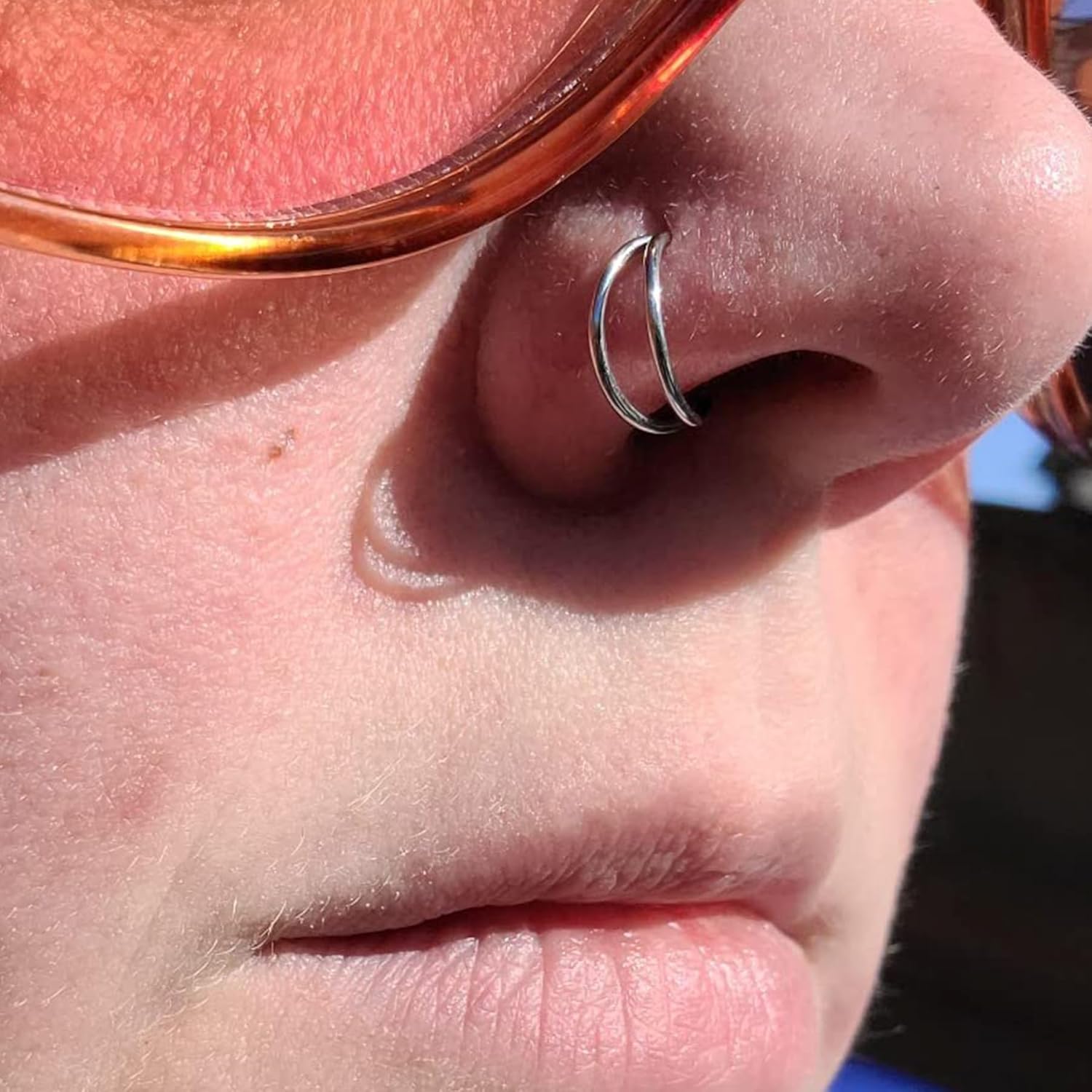 Zolure Nose Rings Hoop Double Hoops Nose Ring for Women Men CZ Opal 18G Hinged Piercing Jewelry Clicker Septum Conch Helix Earrings Rook Tragus Daith Lip - Image 5