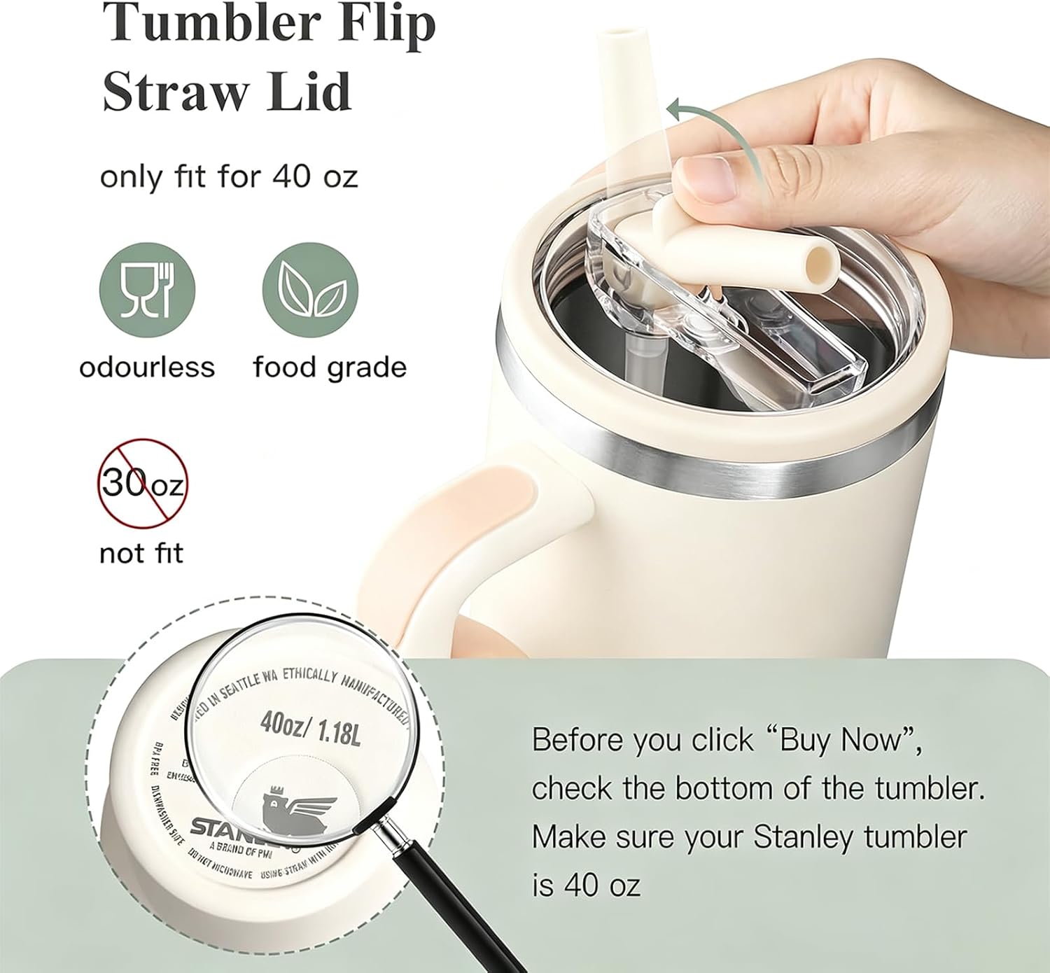 Stanley Lid Replacement 40 oz,Leakproof Flip Straw Lid (sky blue-2-pack image 2