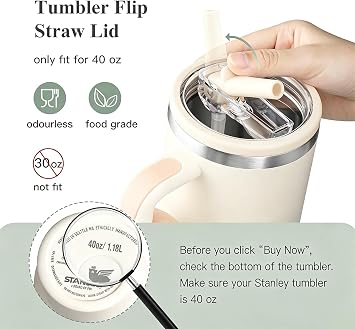 Stanley lid replacement 40 oz,Leakproof Flip for Cup Quencher H2.0 Tumbler | lid replacement 40 oz,Fits Stanley 40oz Quencher H2.0/ProTour.Leakproof,durable,2pk w/ brush.Perfect for home,office, travel.