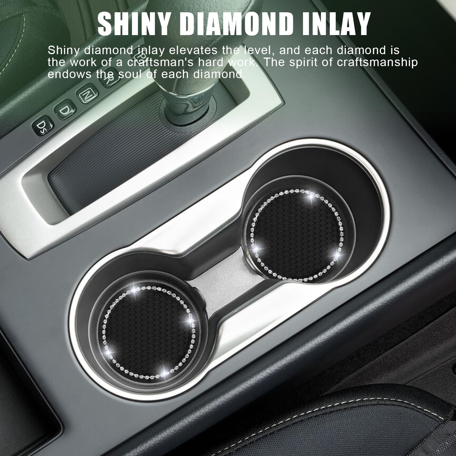 Sottobicchieri Per Auto Cobee Bling Con Strass - 4 Pezzi Universali, Antiscivolo E Facili Da Pulire - Foto 7