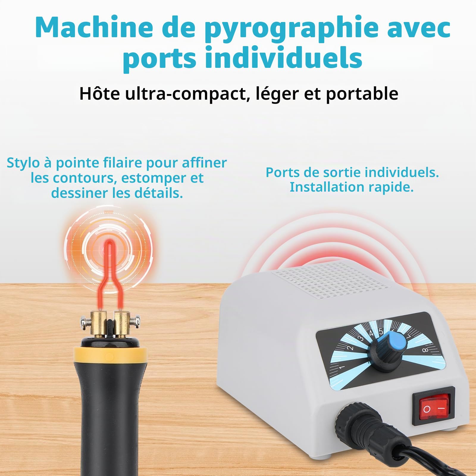 Kit de Pyrogravure au Bois: Pyrogravure avec 30 Têtes de Stylo, Température Réglable 100-800 ℃, pour bois pour bois, cuir et liège DIY