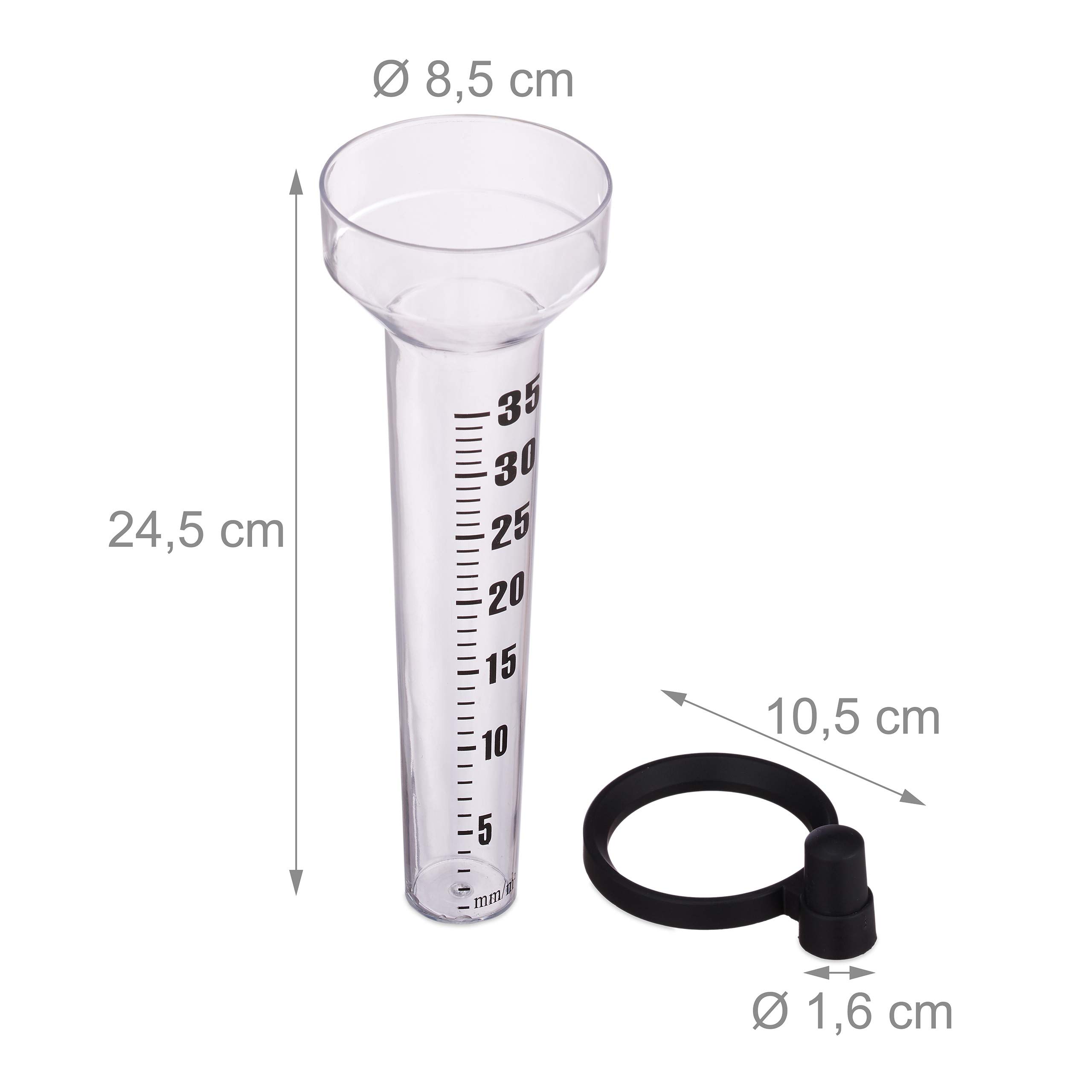 20 x deszczomierz w zestawie, z uchwytem, do ogrodu, duży wyświetlacz 35 mm/m², tworzywo sztuczne, przezroczyste