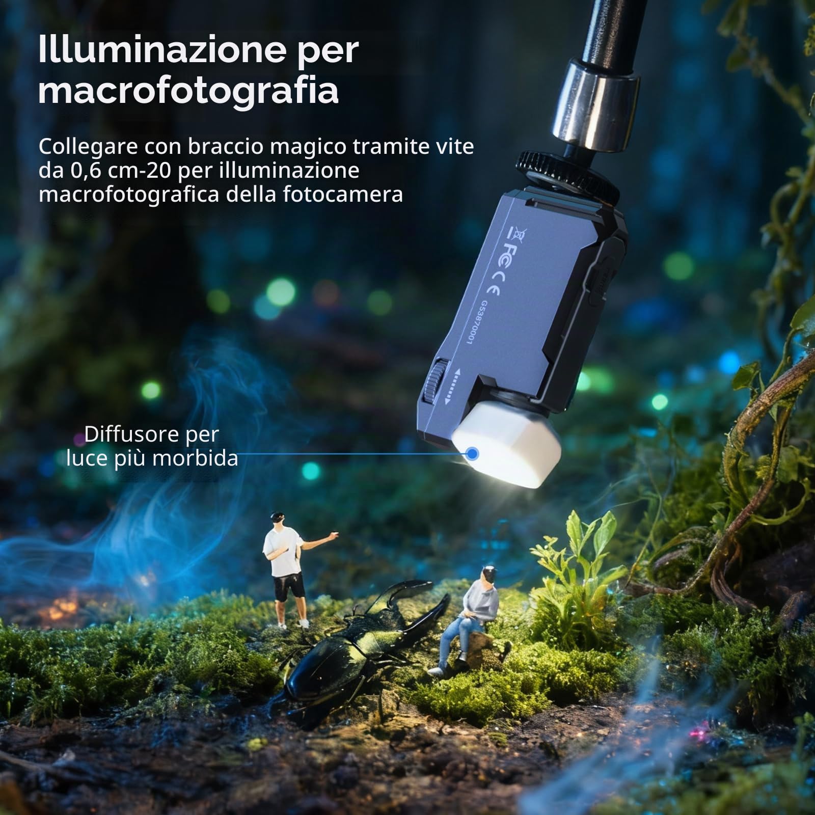 SMALLRIG Mini torcia EDC ricaricabile, luce LED magnetica da 400 lumen, formato tascabile, impermeabile IP65, vite da 1/4"-20, diffusore, torcia portatile per campeggio, segnalazione - 5710