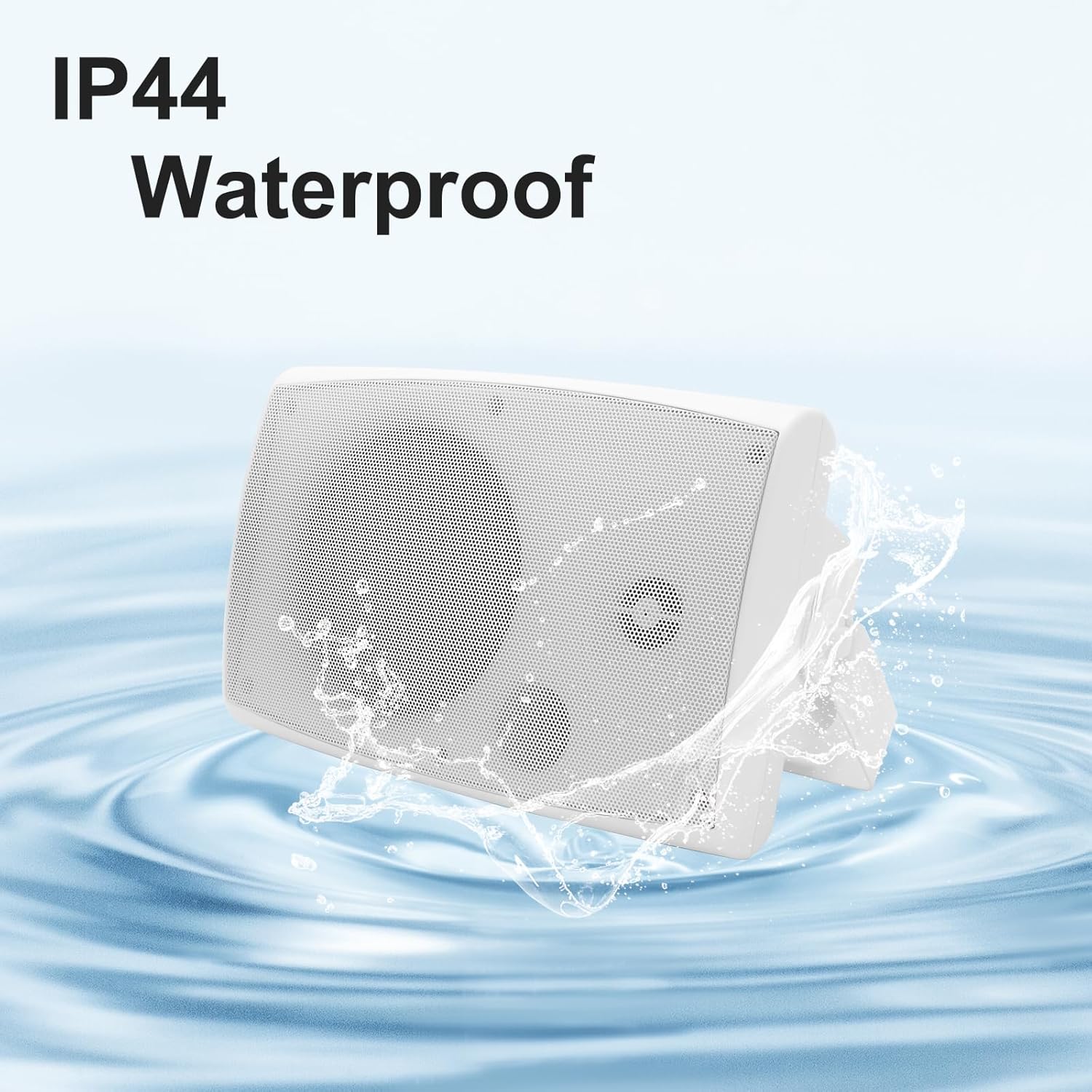 6.5 Inch Max 800W Outdoor Bluetooth Speakers Waterproof Wired with Multifunctional Amplifier Wall Mount Outdoor Speaker System for Patio Garden Poolside Home(4 Speakers,White) - Image 5