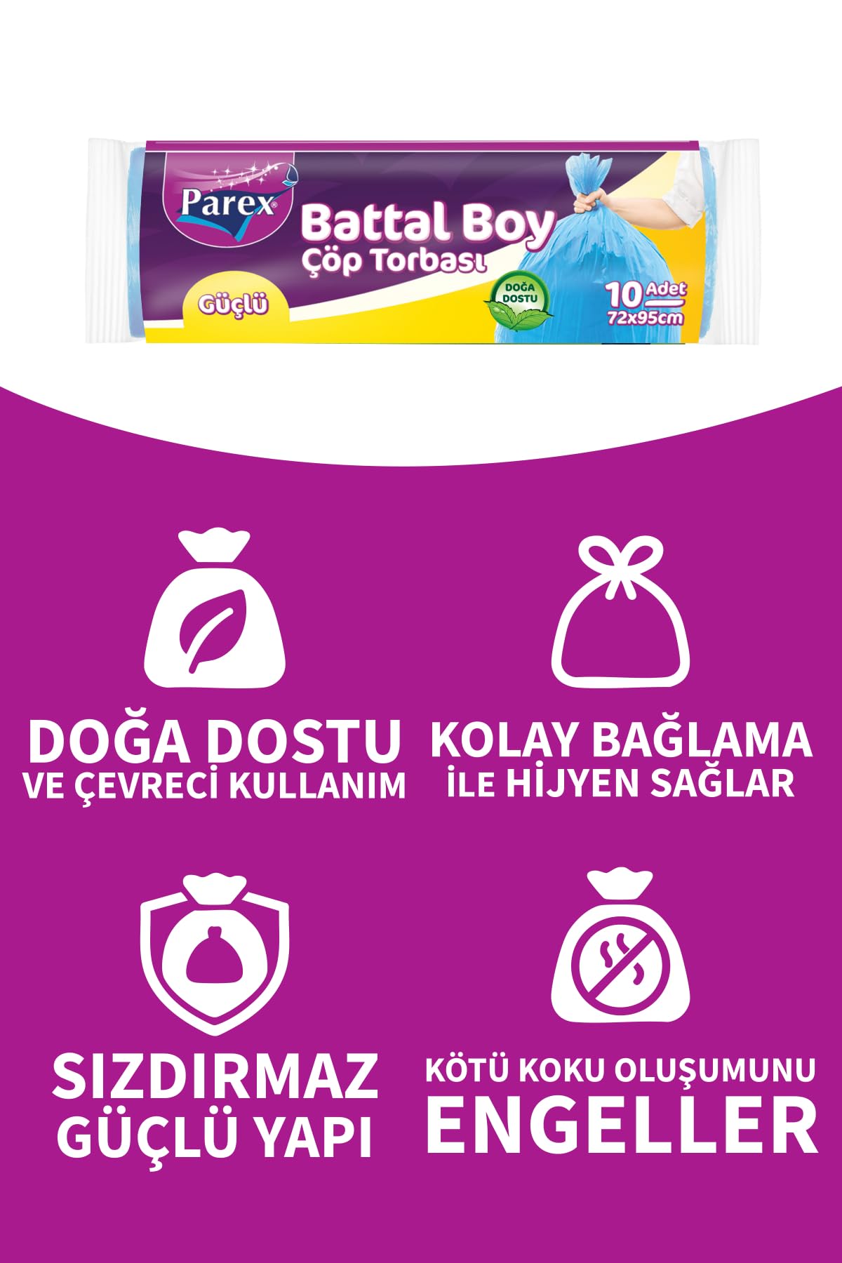Parex Güçlü Çöp Torbası Battal Boy 10'lu