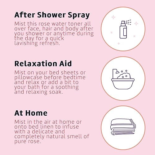 Miniatura 4 de De La Cruz Pure Rose Water - Aerosol de agua de rosas para cara, piel y cabello, tónico de rosas y agua de rosas para cabello, sin alcohol, sin