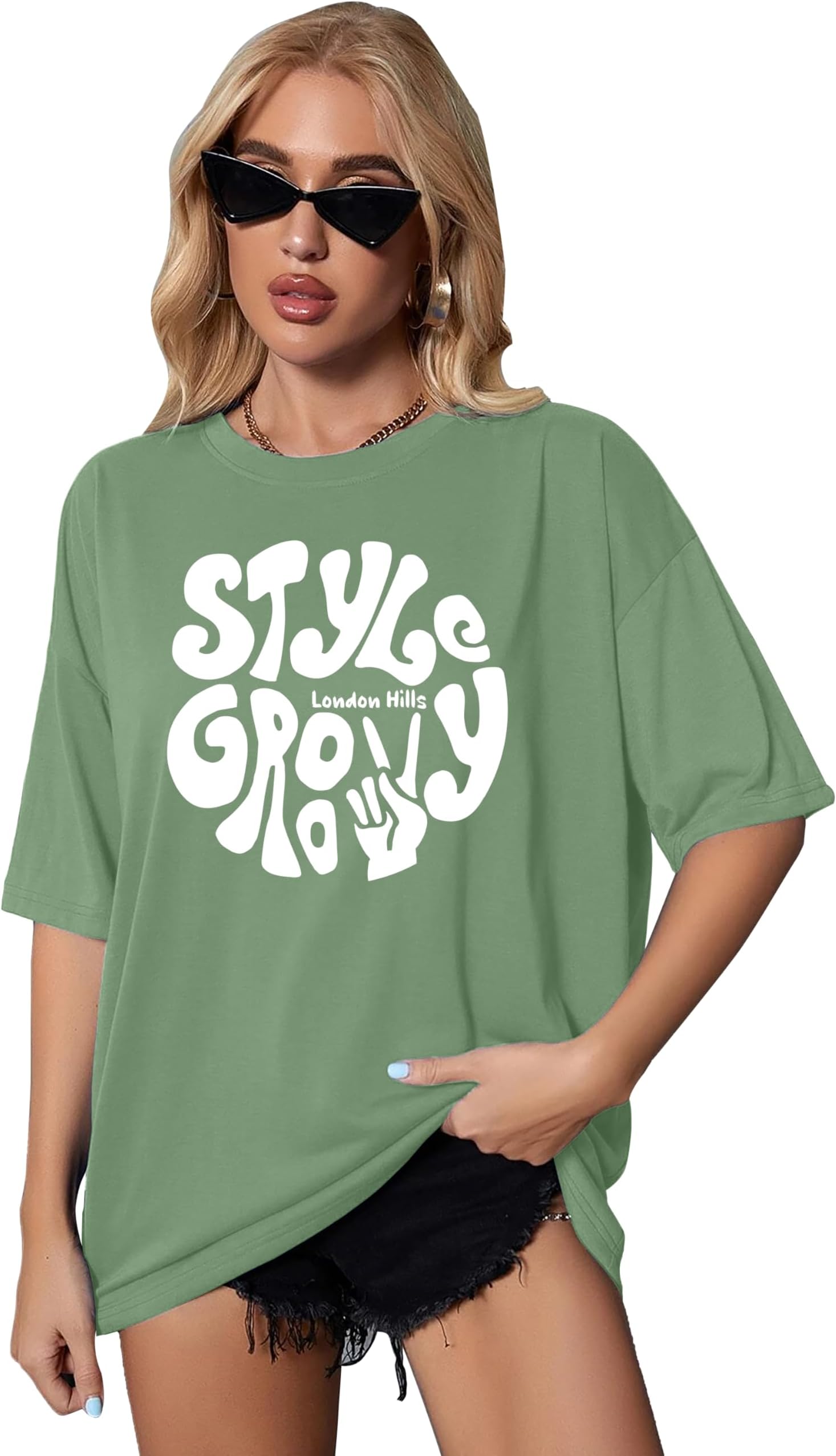 Women's Casual Printed Round Neck Oversized Longline Drop Shoulder Boho Style T-Shirt