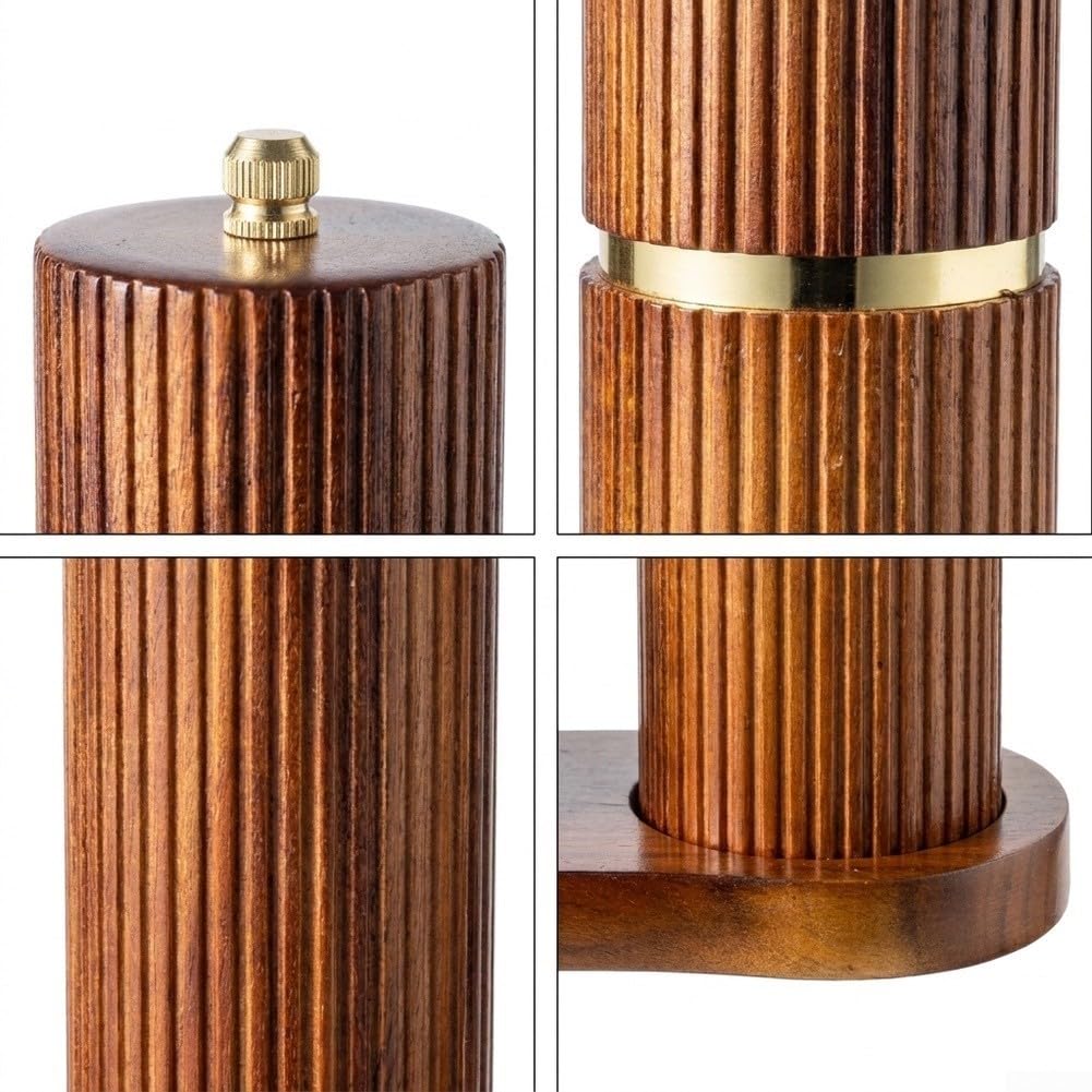 Set macina sale e pepe in legno di acacia, macinino regolabile con supporto, per sale rosa dell'Himalaya