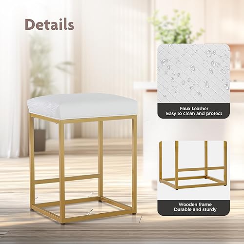 Miniatura 5 de ALPHA HOME Juego de 2 taburetes de bar de 24 pulgadas de altura de mostrador, taburetes de bar tapizados para isla de cocina, taburetes de mostrador