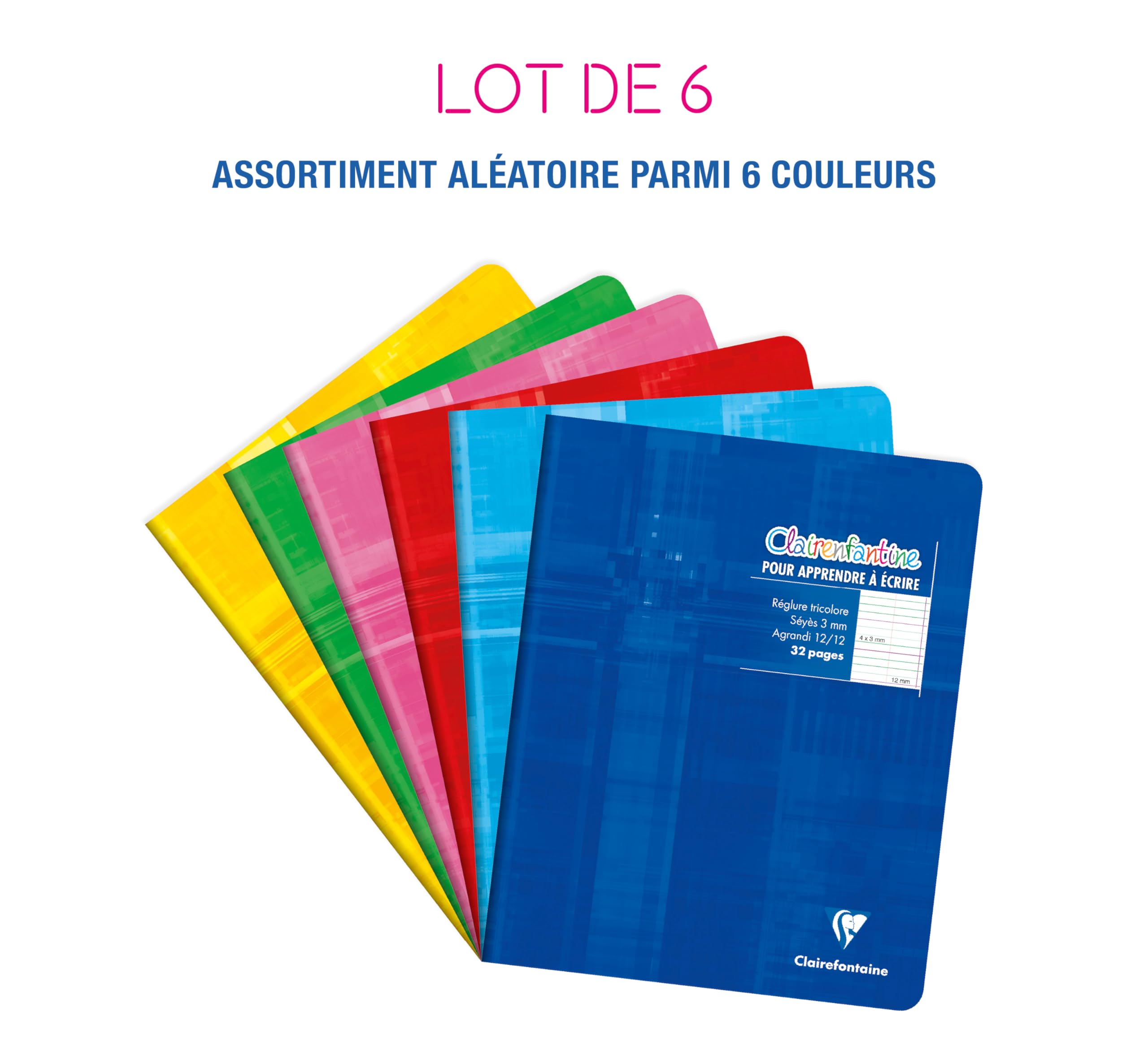 Clairefontaine Lot De 5 Cahiers Spirale 17x22cm 180 Pages Grands Carreaux - Papier 90g Made In France