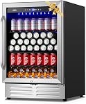24 Refroidisseur de réfrigérateur à boissons de pouce,210 Frigidaire large de boissons et de bière avec porte en verre et compresseur de refroidissement puissant, réfrigérateur à boisson intégré / autonome pour cuisine, bar ou bureau