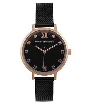 French Connection Grace Black Round Analog Watch for Women - FCN00068H