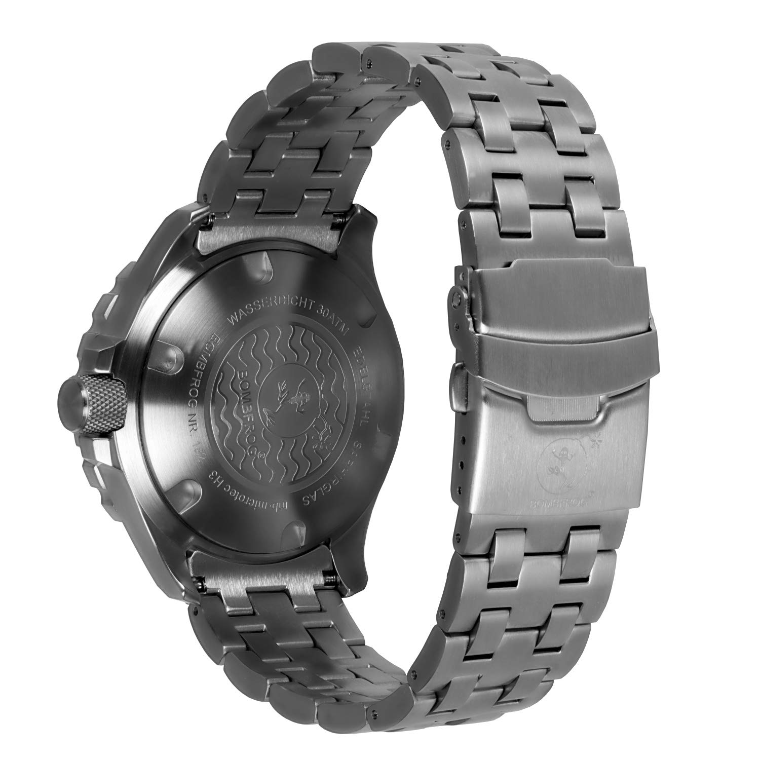 Taucheruhren Herren BT25 mit im eleganten Militär Uhr-Look, gebürstetes Edelstahlgehäuse mit entspiegeltem Saphirglas