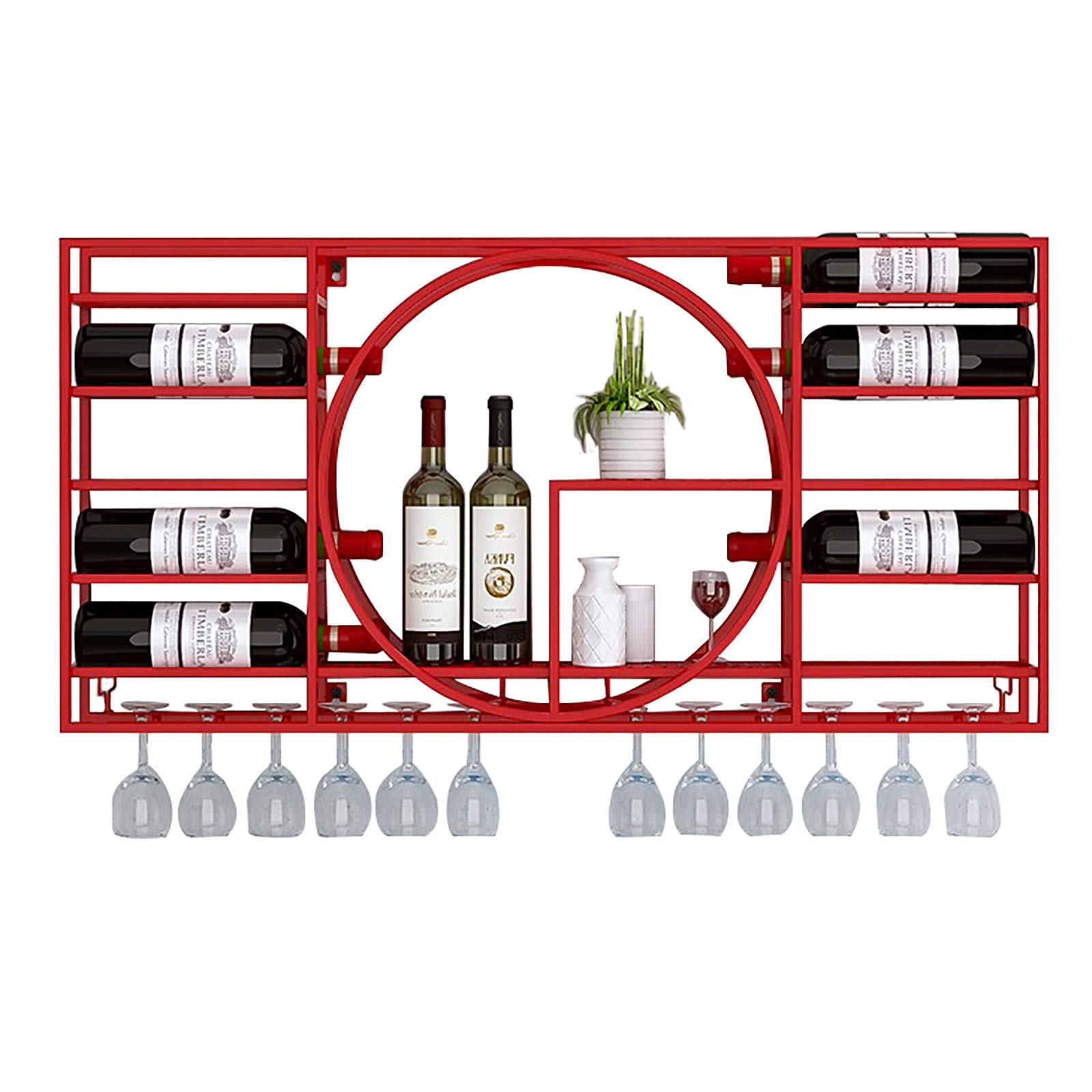 Étagère à vin murale en fer forgé industriel de 90 cm style bistrot F