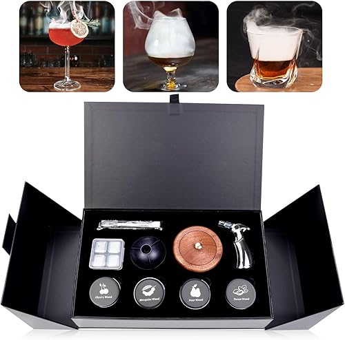 Miniatura 8 de Kit de ahumador de cóctel prémium con antorcha  Chips de madera de 8 sabores  Kit de ahumador de whisky, kit de ahumador de bebidas antiguas, kit de