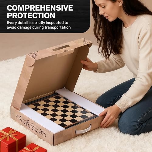 Miniatura 8 de Peradix Juego de tablero magnético de ajedrez con 2 cajones de almacenamiento integrados, juegos clásicos 2 en 1 de madera de 15 pulgadas con 2