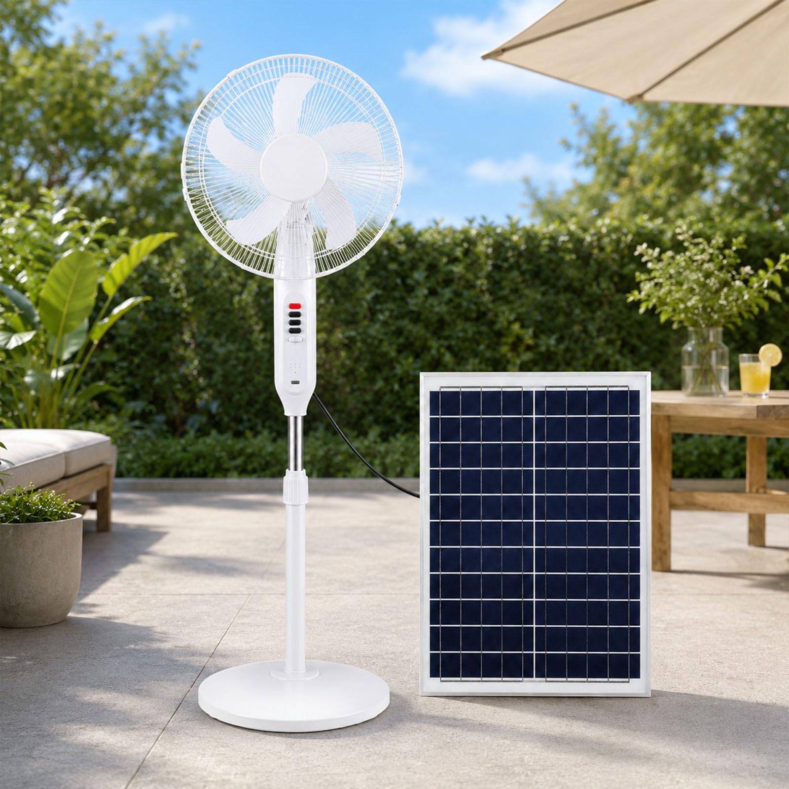 Solar Fans for Outside, Solar Powered Pedestal Fan for Camping Patio