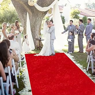 Red Carpet Runner for Party Wedding Aisle Runner Outdoor 5x20FT Velvet Fabric Aisle Floor Runner Beach Runners Rug with Carpet Tapes Wedding Walkway Runners for Party Ceremony Aisle Decor